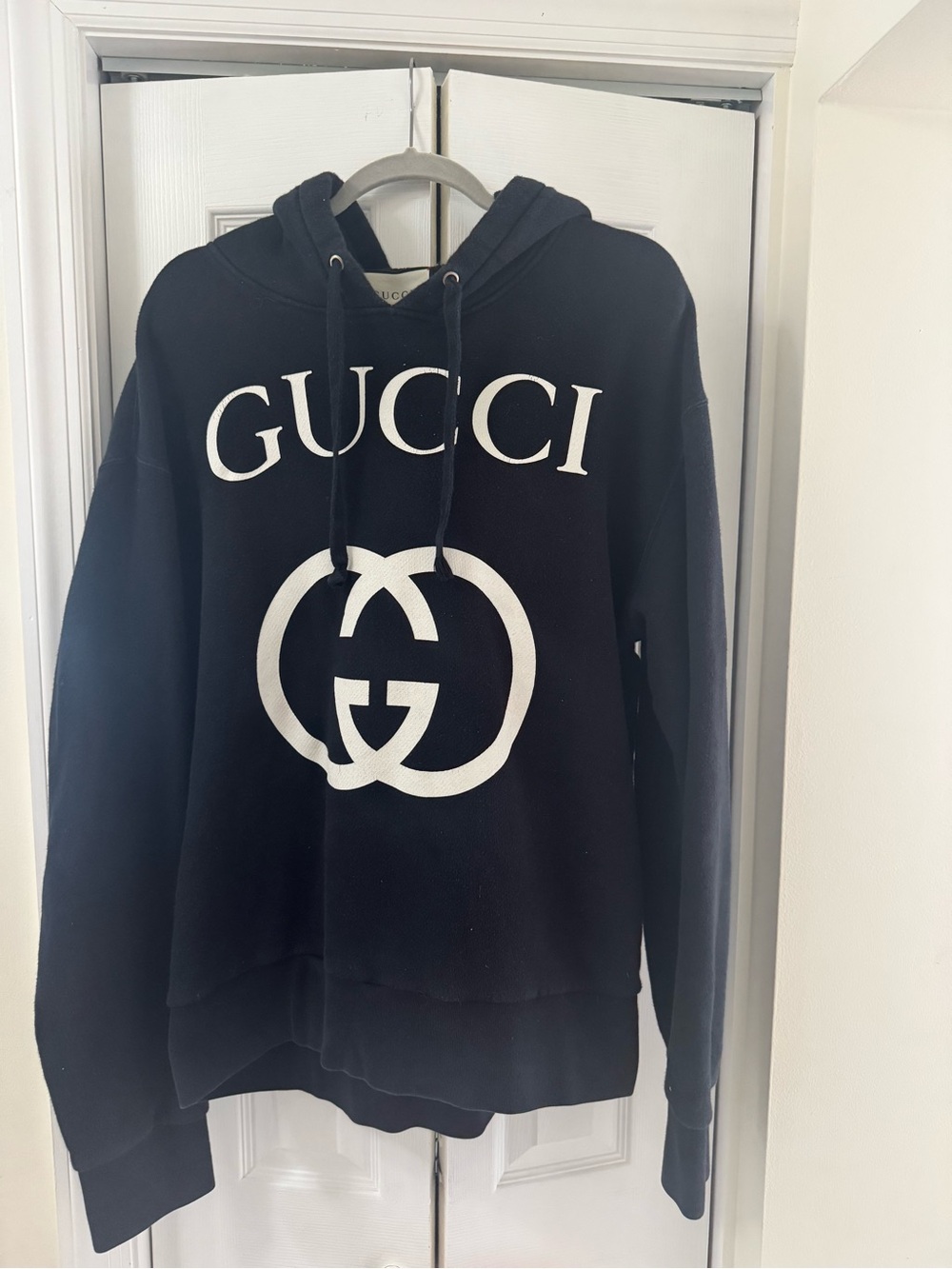 Gucci Black Hoodie with White Logo